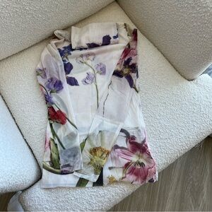 GANNI Floral Print Turtleneck Top